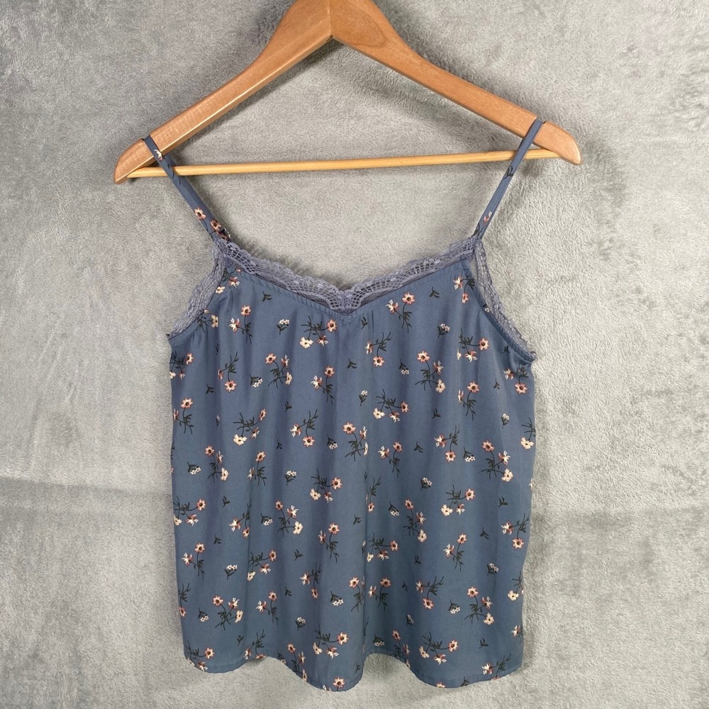 Hollister Ditsy Floral Cami Tank Top Small Lace Trim Y2k Indie Cottage Preppy - Picture 2 of 7
